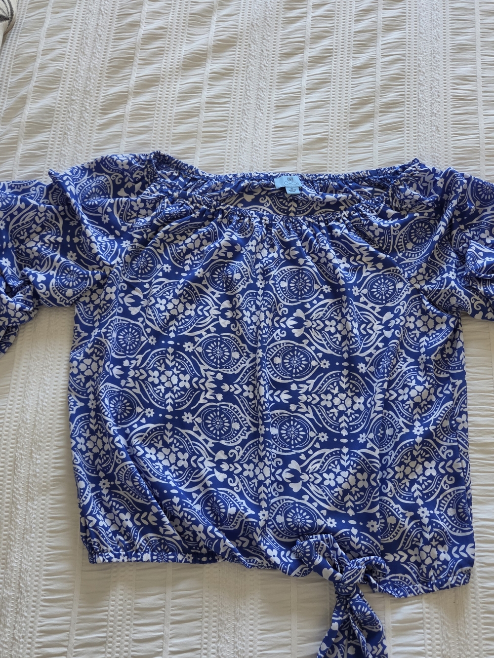 Women'd Blue Floral Tie-Front Top - By CeCe